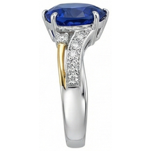 Afbeelding in Gallery-weergave laden, echte round saffier 3karaat ring op wit