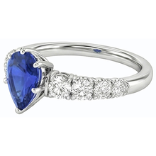 Afbeelding in Gallery-weergave laden, Blauwe saffier verlovingsring peervormig & Natuurlijke echte diamant ( niet in het laboratorium gekweekt )en 3,50 karaat