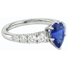 Afbeelding in Gallery-weergave laden, Blauwe saffier verlovingsring peervormig & Natuurlijke echte diamant ( niet in het laboratorium gekweekt )en 3,50 karaat