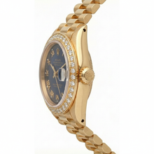 Afbeelding in Gallery-weergave laden, Blauwe Romeinse wijzerplaat Rolex Datumjust presidentiële stijl horloge met diamanten rand