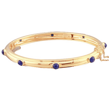 Afbeelding in Gallery-weergave laden, Blauwe Saffier Cabochon Armring Geel Goud 14K Sieraden