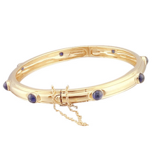 Afbeelding in Gallery-weergave laden, Blauwe Saffier Cabochon Armring Geel Goud 14K Sieraden