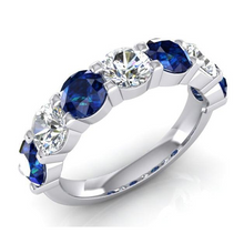 Afbeelding in Gallery-weergave laden, Blauwe Saffier En Aarde Gedolven Natuurlijke Diamant Edelsteen Dames Band