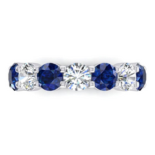 Afbeelding in Gallery-weergave laden, Blauwe Saffier En Aarde Gedolven Natuurlijke Diamant Edelsteen Dames Band