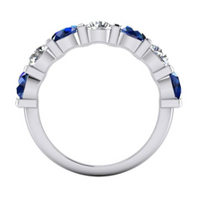 Afbeelding in Gallery-weergave laden, Blauwe Saffier En Aarde Gedolven Natuurlijke Diamant Edelsteen Dames Band