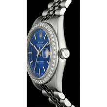 Afbeelding in Gallery-weergave laden, Blauwe Stok wijzerplaat Horloge roestvrij staal jubileum diamant doorlopend Rolex Heren