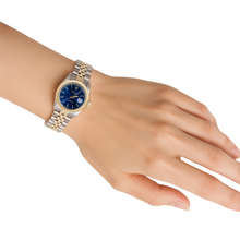 Afbeelding in Gallery-weergave laden, Blauwe stok Wijzerplaat Gecanneleerde Lunette Datumjust Rolex Dameshorloge roestvrij staal & Goud