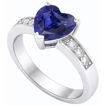 Afbeelding in Gallery-weergave laden, Blauwe saffier Natuurlijke echte diamant ( niet in het laboratorium gekweekt )en ring hart geslepen edelsteen goud 14K 2,50 karaat