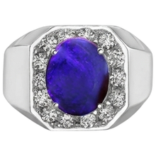 Afbeelding in Gallery-weergave laden, Bliksem Opaal Diamanten Heren Ring Wit Goud 14K