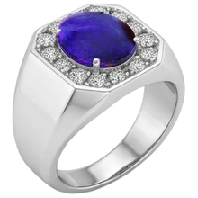 Afbeelding in Gallery-weergave laden, Bliksem Opaal Diamanten Heren Ring Wit Goud 14K
