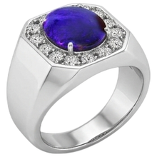 Afbeelding in Gallery-weergave laden, Bliksem Opaal Diamanten Heren Ring Wit Goud 14K