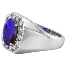 Afbeelding in Gallery-weergave laden, Bliksem Opaal Diamanten Heren Ring Wit Goud 14K