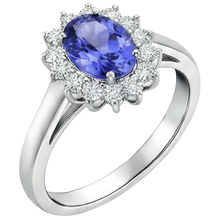 Afbeelding in Gallery-weergave laden, Bloemstijl Tanzaniet Met Natuurlijke uit de aarde gewonnen Diamanten 6.50 Karaat Ring Witgoud 14K
