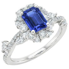 Afbeelding in Gallery-weergave laden, Bloemstijl Ring Emerald Sri Lankaanse Saffier & Diamant 5 Karaat