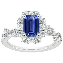 Afbeelding in Gallery-weergave laden, Bloemstijl Ring Emerald Sri Lankaanse Saffier & Diamant 5 Karaat