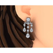 Afbeelding in Gallery-weergave laden, Bruids Kroonluchter Oorbellen Peer, Kussen Oud Geslepen Echt Diamanten 6.50 Karaat