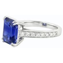 Afbeelding in Gallery-weergave laden, echte round saffier 3karaat ring profielweergave