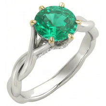 Afbeelding in Gallery-weergave laden, Edelsteen Ring Bicolor 14K Goud met Smaragd – vooraanzicht