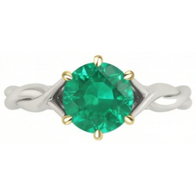 Afbeelding in Gallery-weergave laden, Smaragd Edelsteen Ring 2-karaat Bicolor 14K Goud – hoekaanzicht