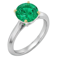 Afbeelding in Gallery-weergave laden, Rond Briljant Smaragd ring in Tweekleurig 14K Goud – vooraanzicht