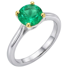 Afbeelding in Gallery-weergave laden, Colombiaanse Smaragd Gekleurde Steen Ring 3-karaat Tweekleurig 14K Goud – zijaanzicht