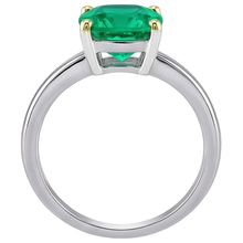 Afbeelding in Gallery-weergave laden, Cushion Smaragd ring in Bicolor 14K Goud – bovenaanzicht