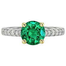 Afbeelding in Gallery-weergave laden, Colombiaanse Smaragd Edelsteen Ring 2-karaat Bicolor 14K Goud – vooraanzicht