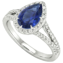 Afbeelding in Gallery-weergave laden, Natuurlijke Echte (Niet Labgekweekt) Halo Ceylonese Blauwe S
affier Ring