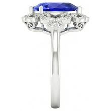 Afbeelding in Gallery-weergave laden, Royal Blue Saffier Sieraadsteen Ring 2 karaat 14K Witgoud – profielaanzicht