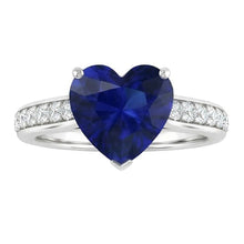 Afbeelding in Gallery-weergave laden, Ceylon Saffier Diamanten Ring 4 karaat taps toelopende schacht edelsteen sieraden