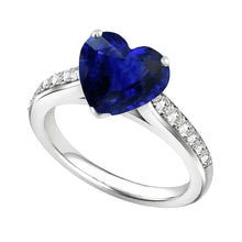 Afbeelding in Gallery-weergave laden, Ceylon Saffier Diamanten Ring 4 karaat taps toelopende schacht edelsteen sieraden