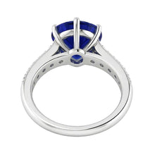 Afbeelding in Gallery-weergave laden, Ceylon Saffier Diamanten Ring 4 karaat taps toelopende schacht edelsteen sieraden