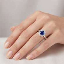 Afbeelding in Gallery-weergave laden, Ceylon Saffier En Diamanten 2.20 Karaat Ring Wit Goud 14K