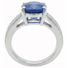 Afbeelding in Gallery-weergave laden, echte round saffier 2karaat ring profielweergave