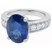 Afbeelding in Gallery-weergave laden, echte round saffier 2karaat ring close-up detail