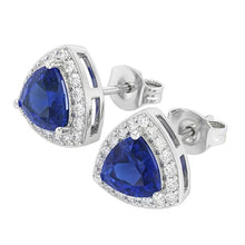 Afbeelding in Gallery-weergave laden, Ceylon Kleur Saffier En IGI GECERTIFICEERDE Diamanten 6.60 Karaat Oorknoppen Witgoud 14K