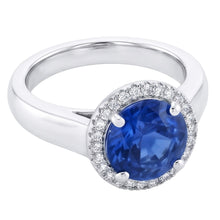 Afbeelding in Gallery-weergave laden, Ceylon Saffier En Diamanten Verlovingsring 3.75Ct Witgoud 14K