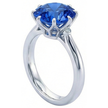 Afbeelding in Gallery-weergave laden, echte round saffier 1.90karaat ring vooraanzicht