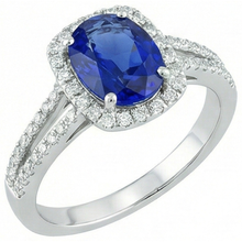 Afbeelding in Gallery-weergave laden, echte round saffier 3.25karaat ring vooraanzicht