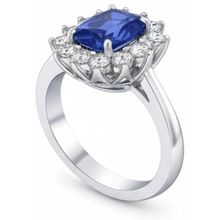 Afbeelding in Gallery-weergave laden, echte round saffier 4.25karaat ring met diamantaccenten