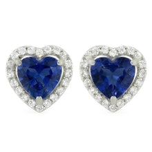 Afbeelding in Gallery-weergave laden, Ceylon Kleur Saffier En IGI GECERTIFICEERDE Diamanten 6.80 Karaat Studs Halo Oorbellen