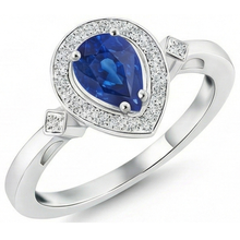 Afbeelding in Gallery-weergave laden, echte round saffier 3.20karaat ring close-up detail