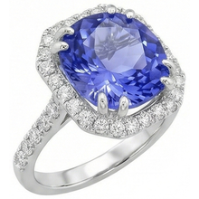 Afbeelding in Gallery-weergave laden, Ceylonese Kleursaffier IGI GECERTIFICEERDE Diamanten 8 Karaat Ring Witgoud 14K
