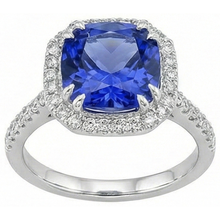 Afbeelding in Gallery-weergave laden, Ceylonese Kleursaffier IGI GECERTIFICEERDE Diamanten 8 Karaat Ring Witgoud 14K