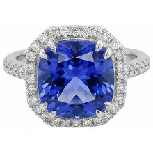 Afbeelding in Gallery-weergave laden, Ceylonese Kleursaffier IGI GECERTIFICEERDE Diamanten 8 Karaat Ring Witgoud 14K