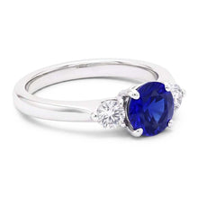 Afbeelding in Gallery-weergave laden, Ceylon Sapphire Edelsteen Ring Vrouwen 3 Steen Ronde Diamanten 2.50 Karaat