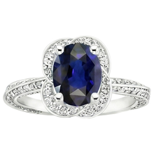 Afbeelding in Gallery-weergave laden, echte round saffier 6karaat ring close-up detail