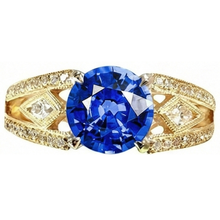 Afbeelding in Gallery-weergave laden, Ceylon Sapphire Ronde Diamanten 3.76 Ct Ring Antieke Stijl