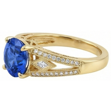 Afbeelding in Gallery-weergave laden, Ceylon Sapphire Ronde Diamanten 3.76 Ct Ring Antieke Stijl