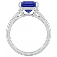 Afbeelding in Gallery-weergave laden, echte asscher saffier 2karaat ring profielweergave